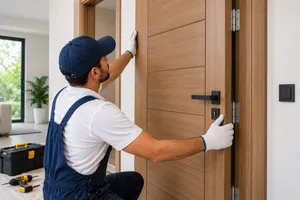 Wooden door installation