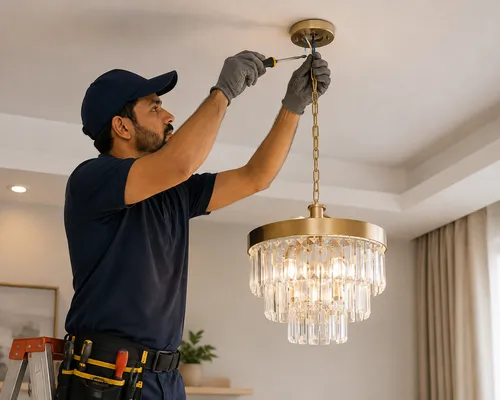 Single Chandelier Installation